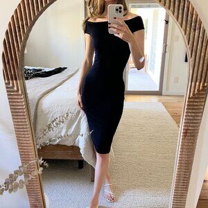 Ted Baker Textured Bardot Midi Dress | Navy Size 0